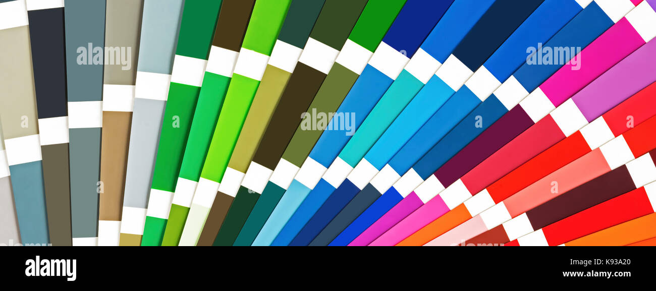 Rainbow Probe Farben Katalog. Farbe Guide Palette Hintergrund. Stockfoto