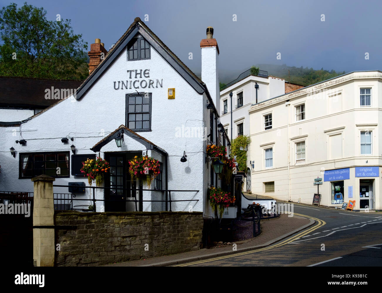 Um Great Malvern, einer kleinen Stadt in Worcestershire England Großbritannien das Einhorn Stockfoto