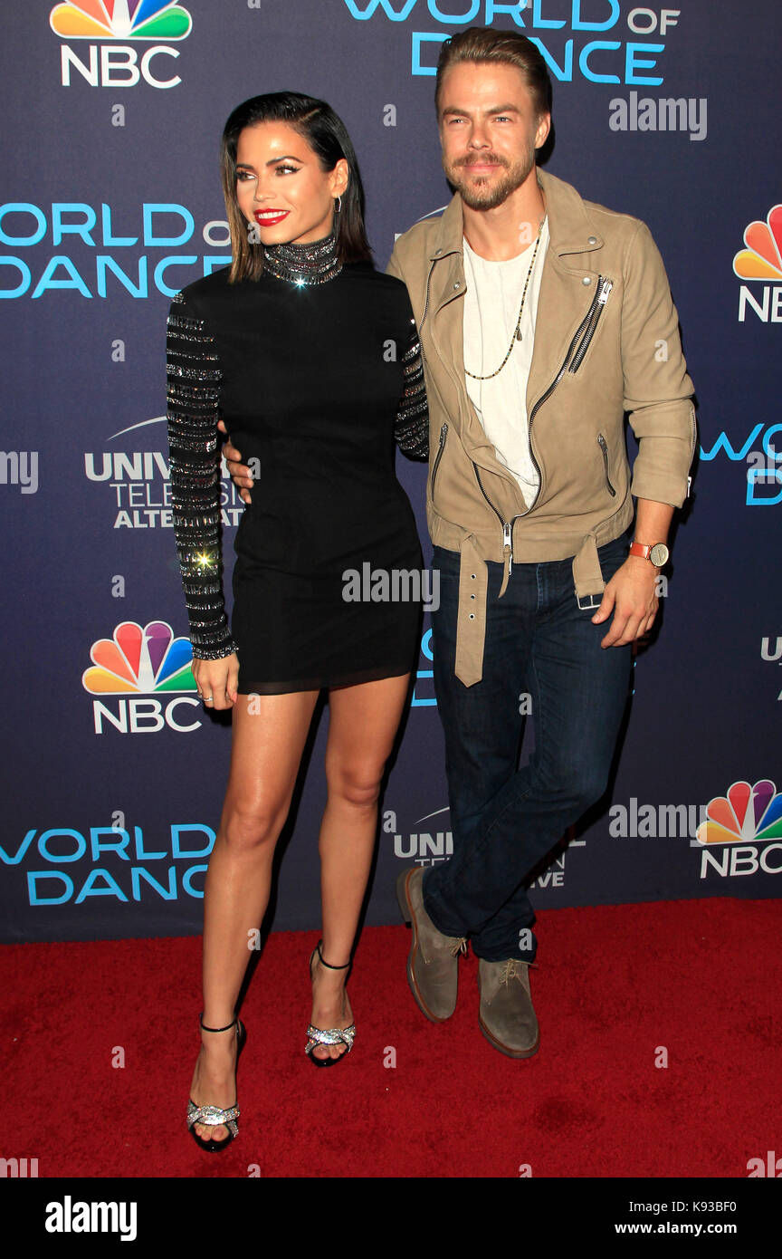 Jenna Dewan Tatum und Derek Hough nehmen am 19. September 2017 an der Feier der "World of Dance" von NBC im Delilah Restaurant in West Hollywood, Kalifornien, Teil. Stockfoto