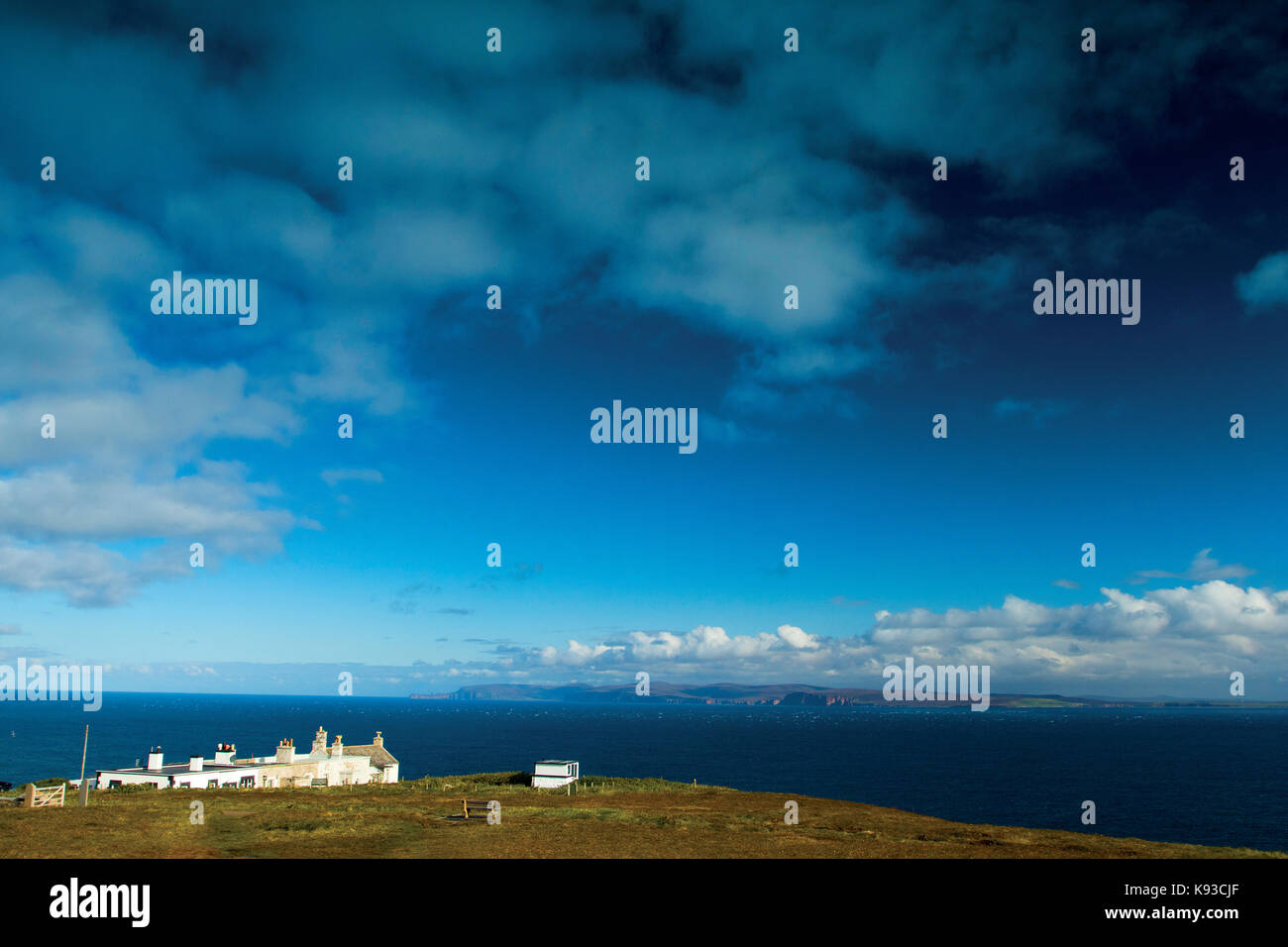 Die Orkney Inseln Hoy und Festland und den Pentland Firth von dunnett Kopf, Festland Großbritannien nördlichster Punkt, Caithness Stockfoto
