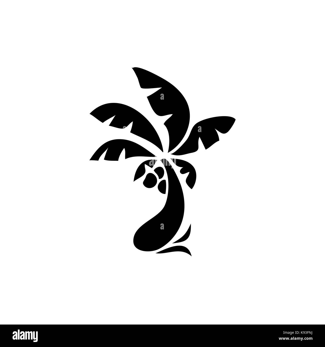 Palm Tree Symbol. Einfache flache Abbildung. Vektor icon. Schwarze und weiße Kokospalme. Stock Vektor