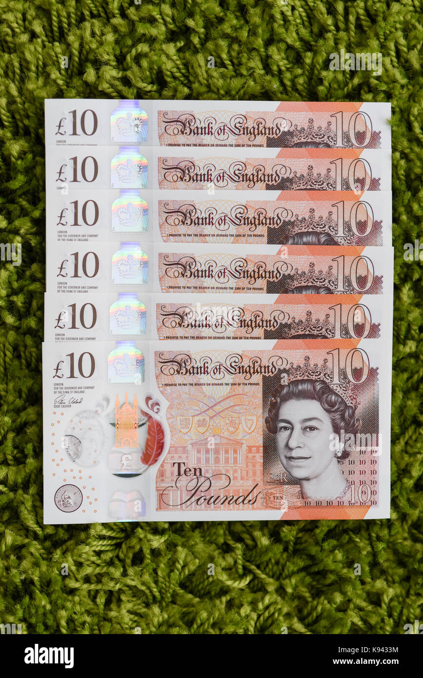 2017 Bank von England £10 Hinweis Stockfoto