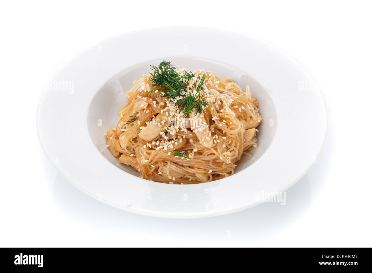 Traditionelle italienische Küche. Pasta mit Sesam Stockfoto