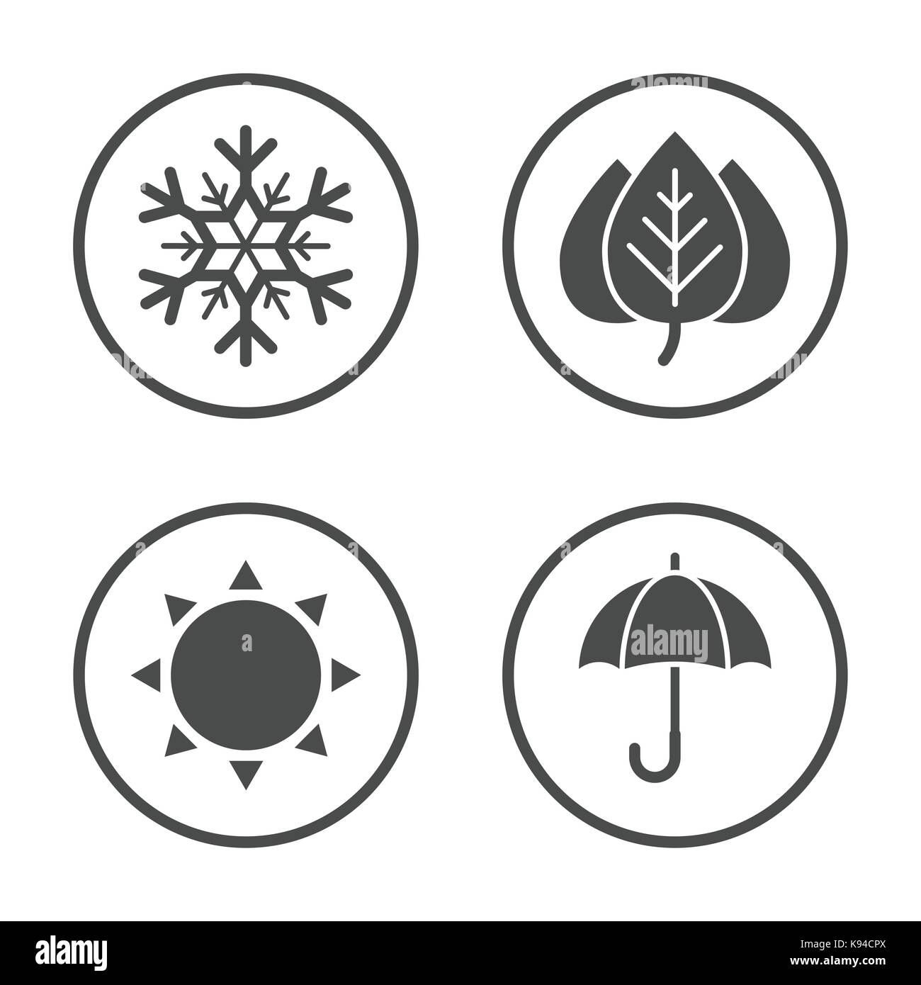 Jahreszeiten Symbol vektor design. Einfache runden Wetter Symbole gesetzt. Stock Vektor