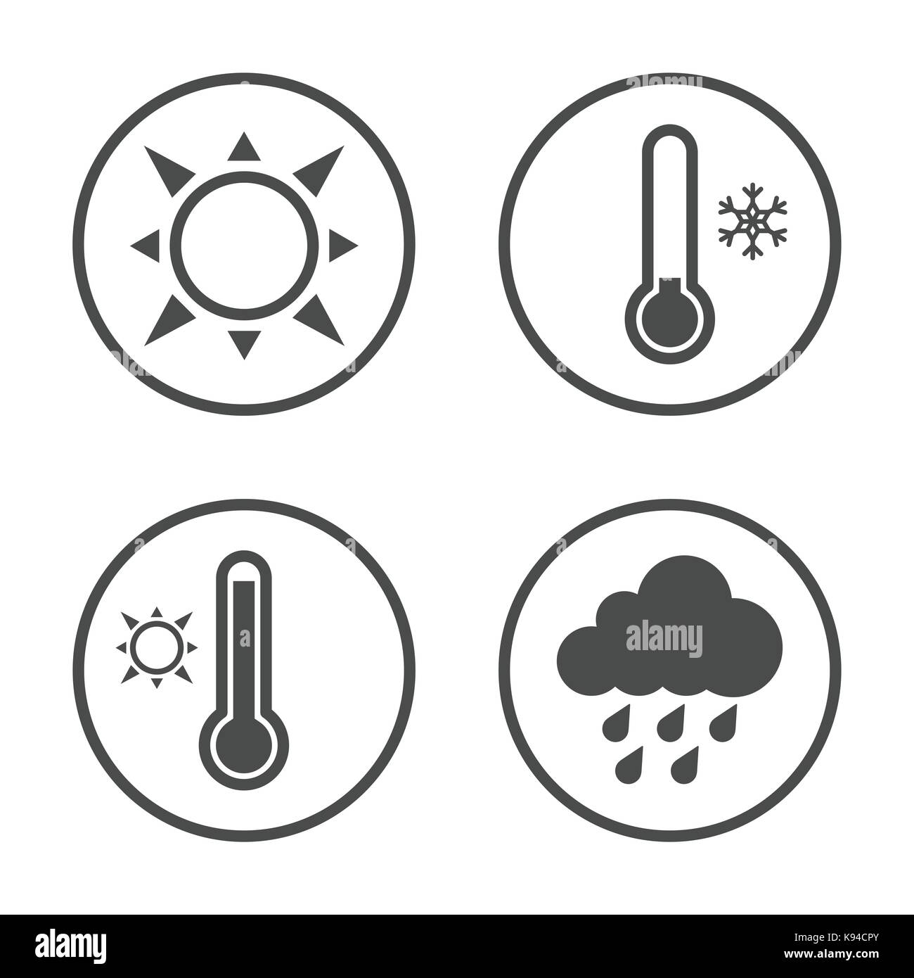 Jahreszeiten Symbol vektor design. Einfache runden Wetter Symbole gesetzt. Stock Vektor