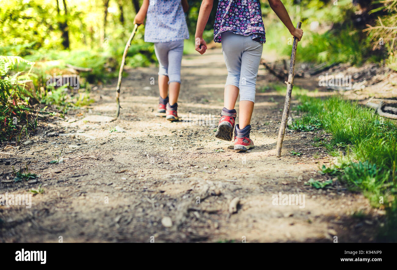 Kinder Wandern in den Bergen oder den Wald mit Sport wandern Kinder Wandern in den Bergen oder den Wald mit Sport wandern