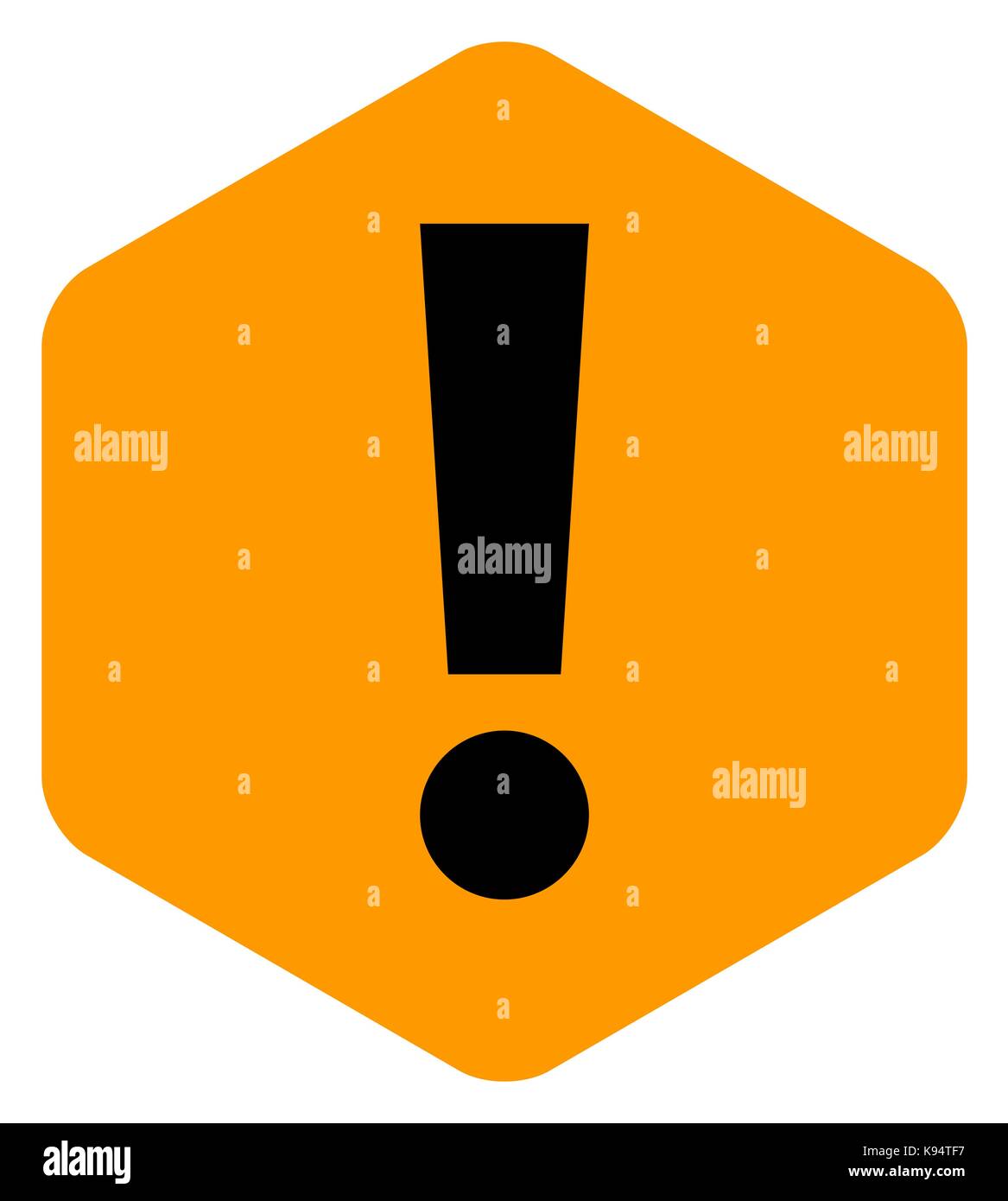 Flat Style Ausrufezeichen Warnzeichen Aufmerksamkeit" in sexangle Form. Vector Illustration ein grafisches Element für Web Internet design Stock Vektor