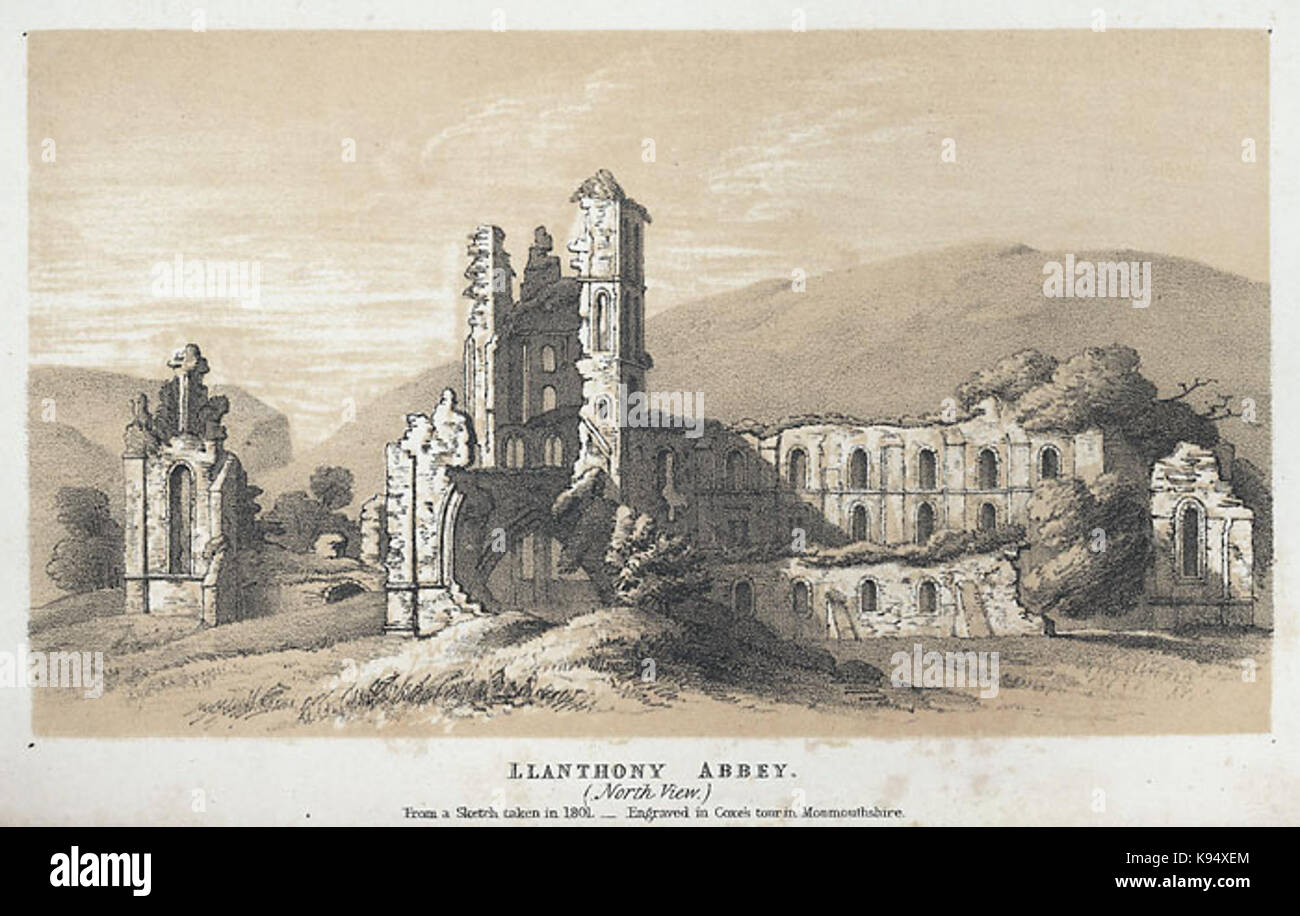 Llanthony Abtei. North View Stockfoto