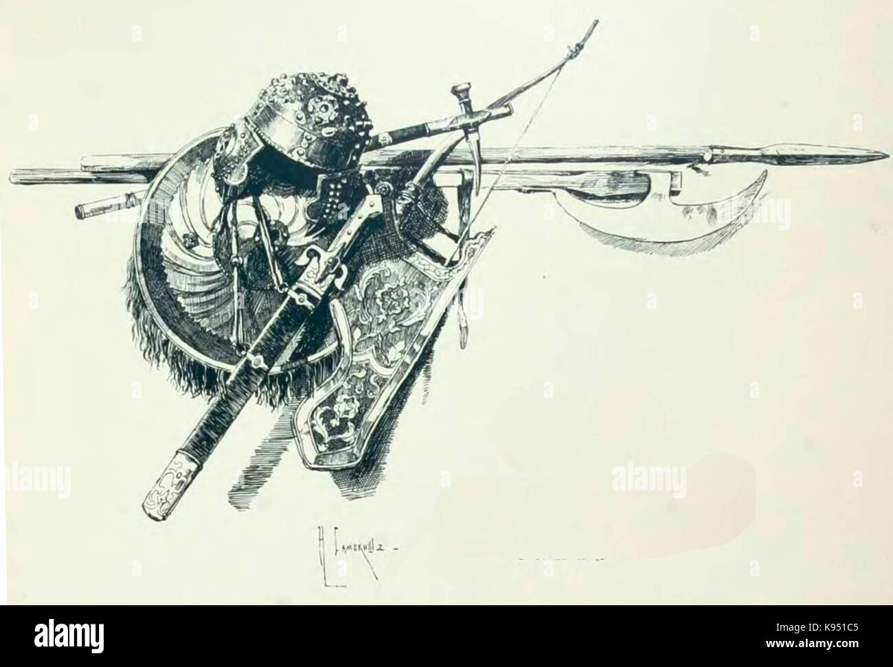 Kutepov's Jagd V.1 Seite 059 detail Stockfoto