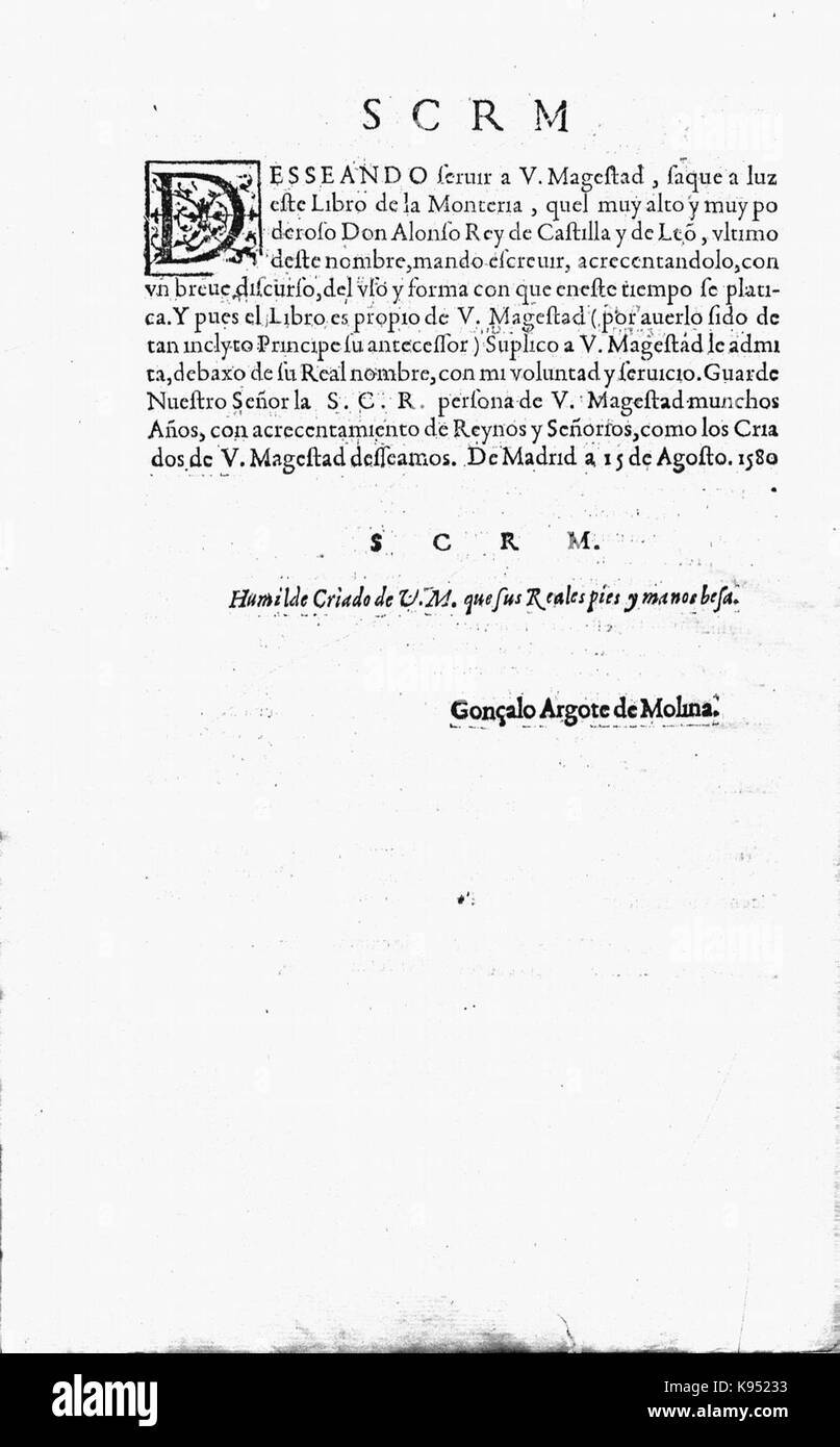 Libro de la Monteria p iv Stockfoto