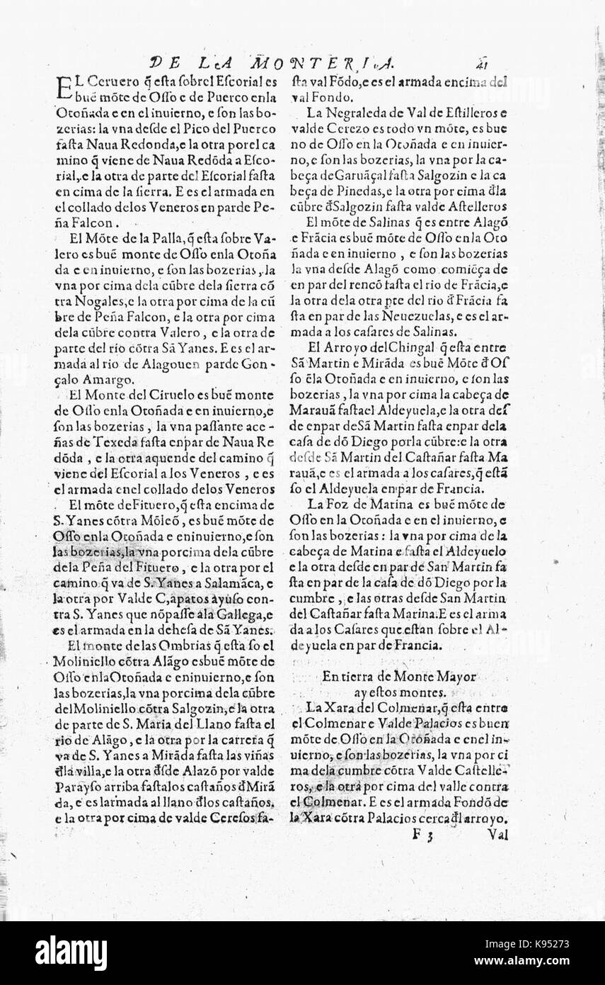 Libro de la Monteria fol 41, Rekto Stockfoto