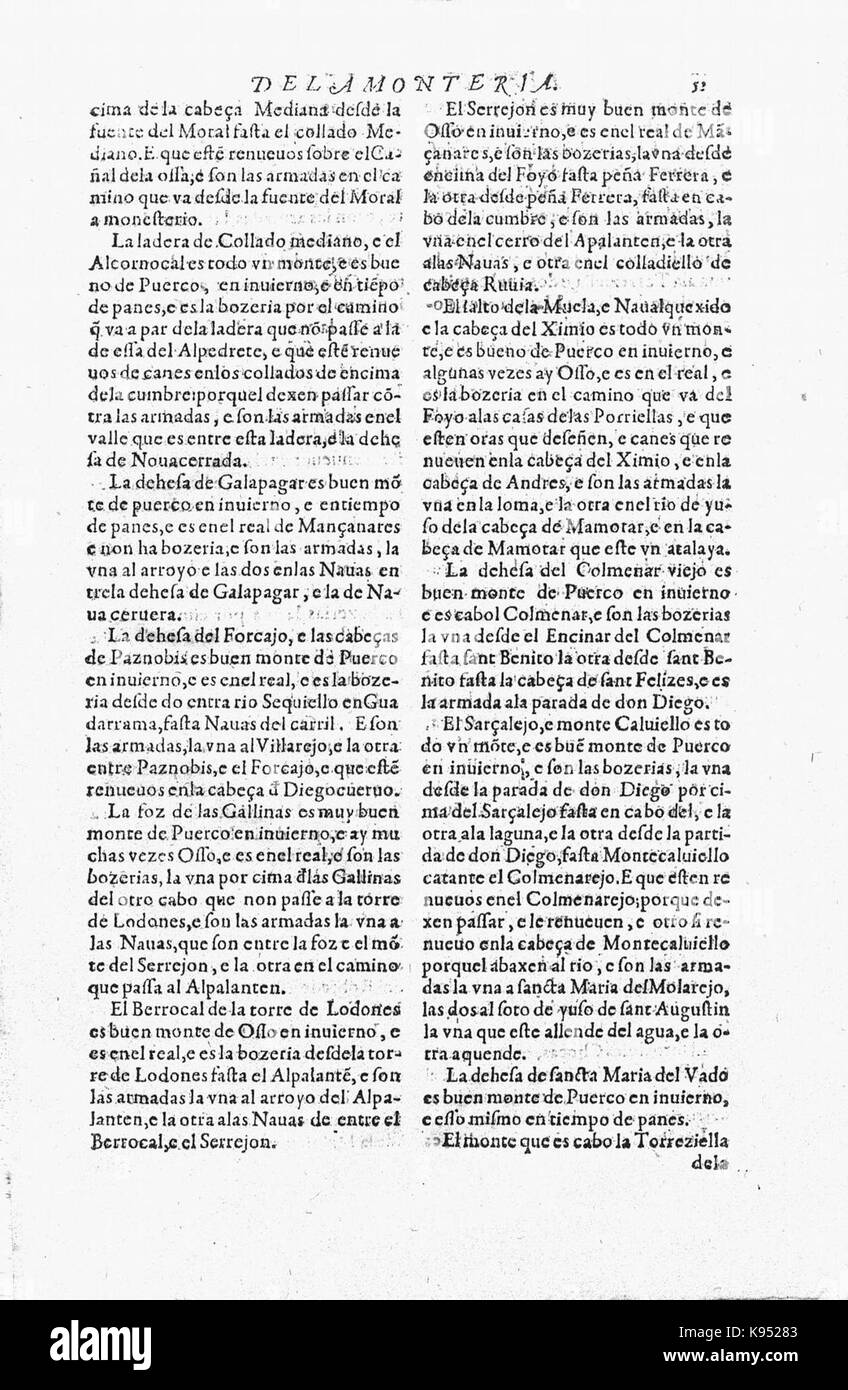 Libro de la Monteria fol 52, Rekto Stockfoto