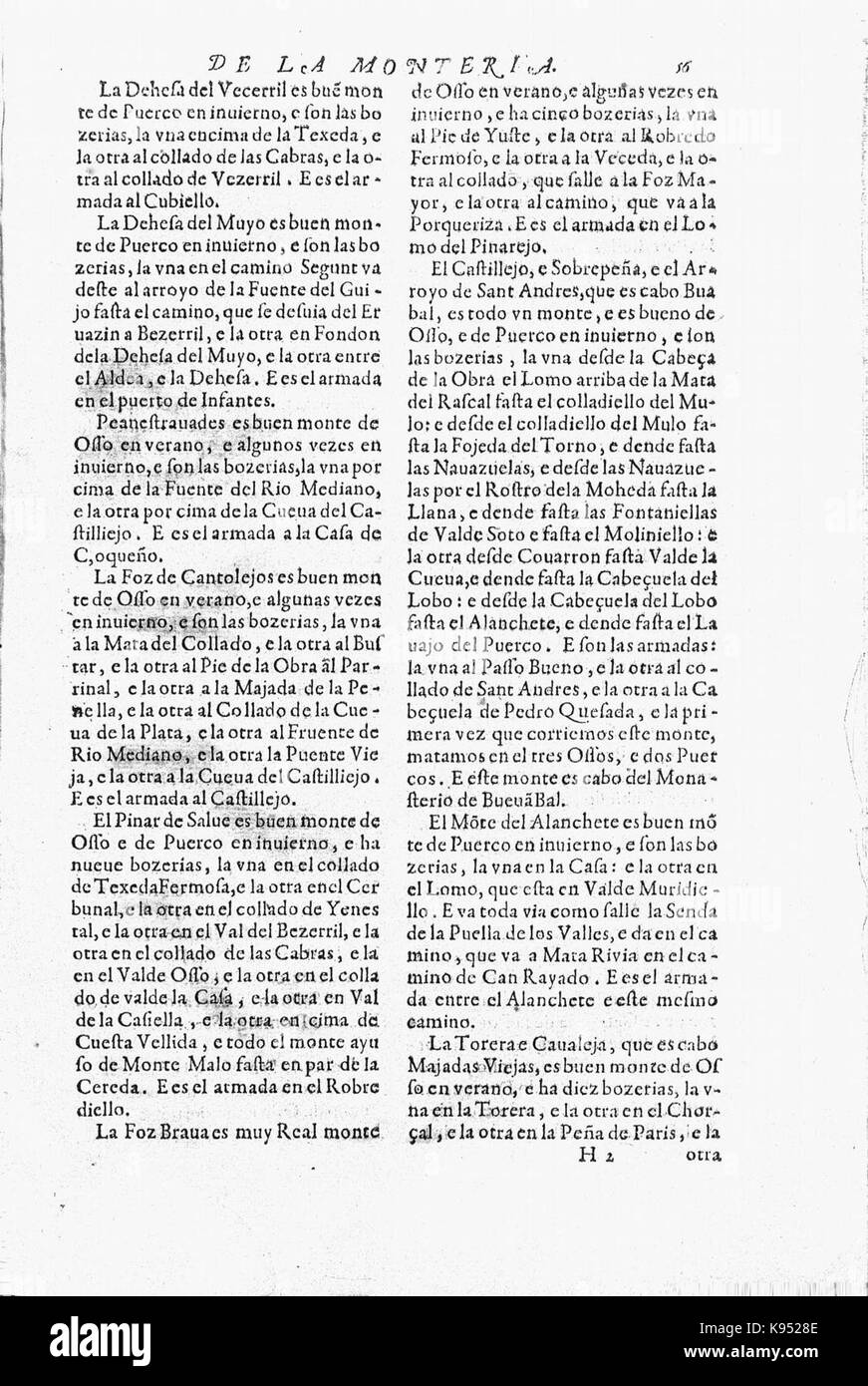 Libro de la Monteria fol 56, Rekto Stockfoto