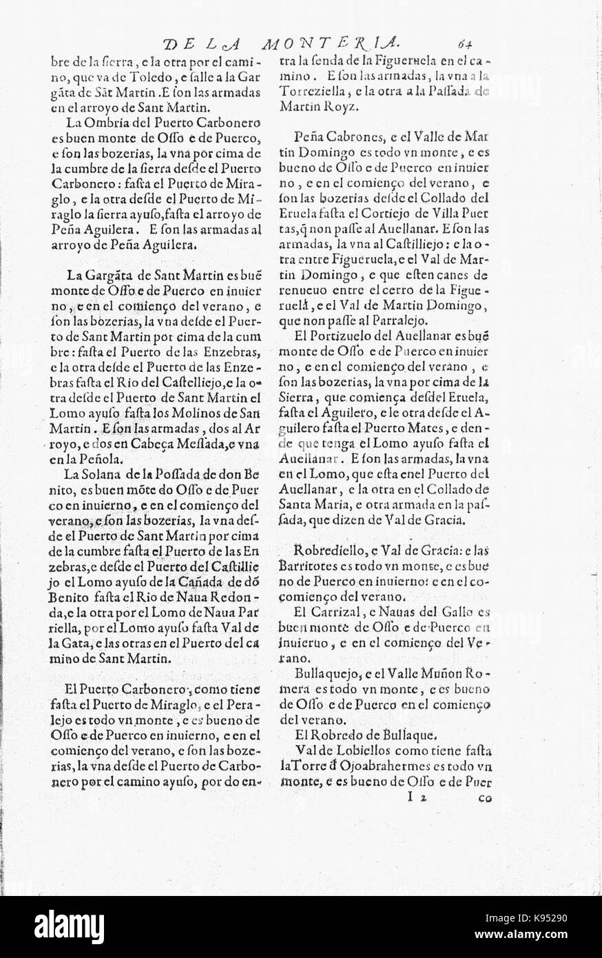 Libro de la Monteria fol 64, Rekto Stockfoto