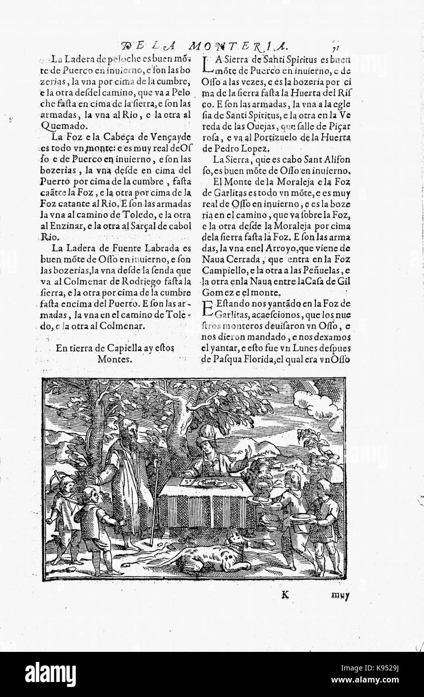 Libro de la Monteria fol 71, Rekto Stockfoto
