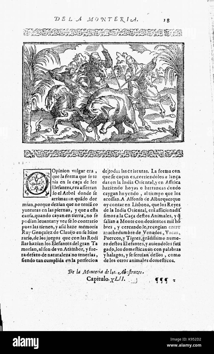 Libro de la Monteria, discurso, Fol 18, Rekto Stockfoto