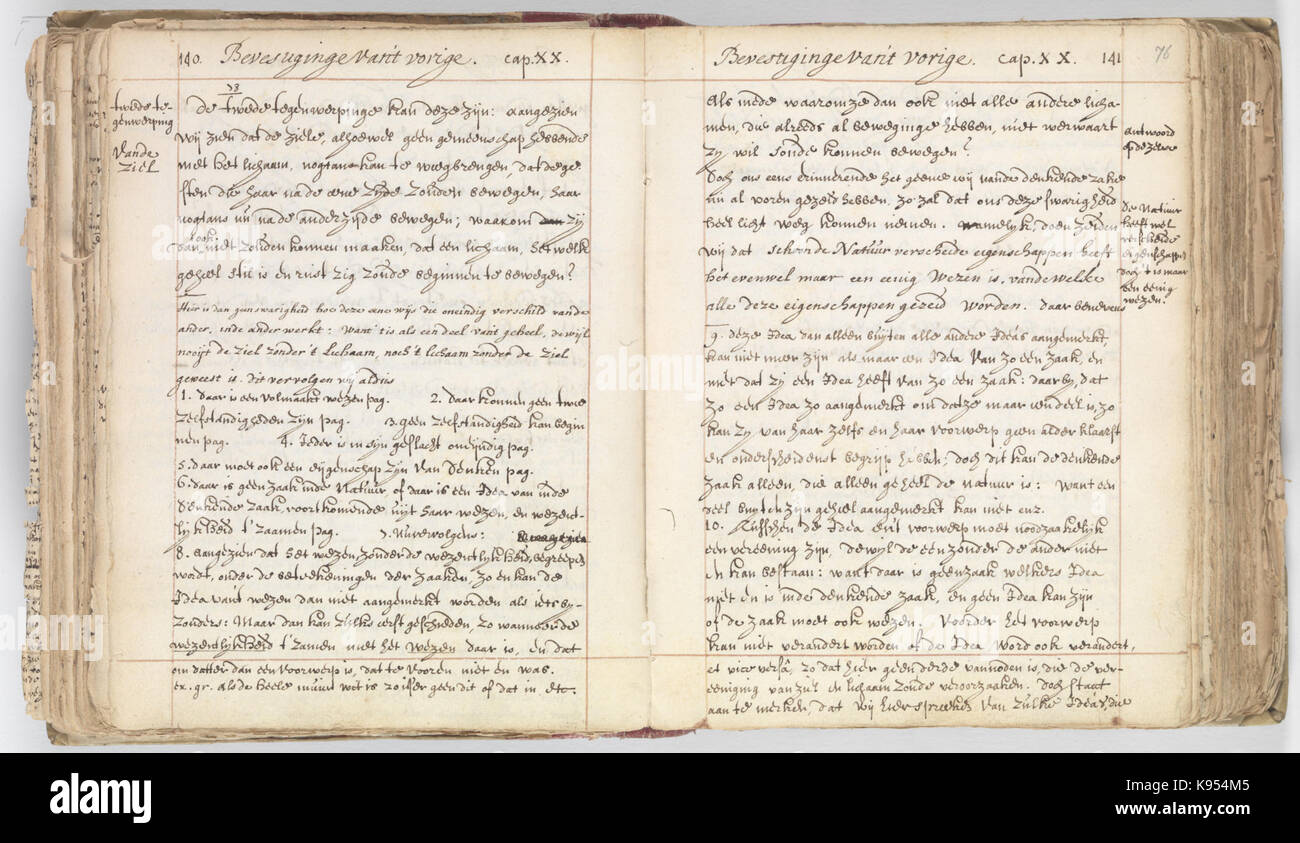 Korte verhandeling van de Gott, Mensch, De Welstand deszelvs KB 75 G 15 Folios 075 V (links) und 076 r (rechts) Stockfoto Korte verhandeling van de Gott, Mensch, De Welstand deszelvs KB 75 G 15 Folios 075 V (links) und 076 r (rechts) Stockfoto