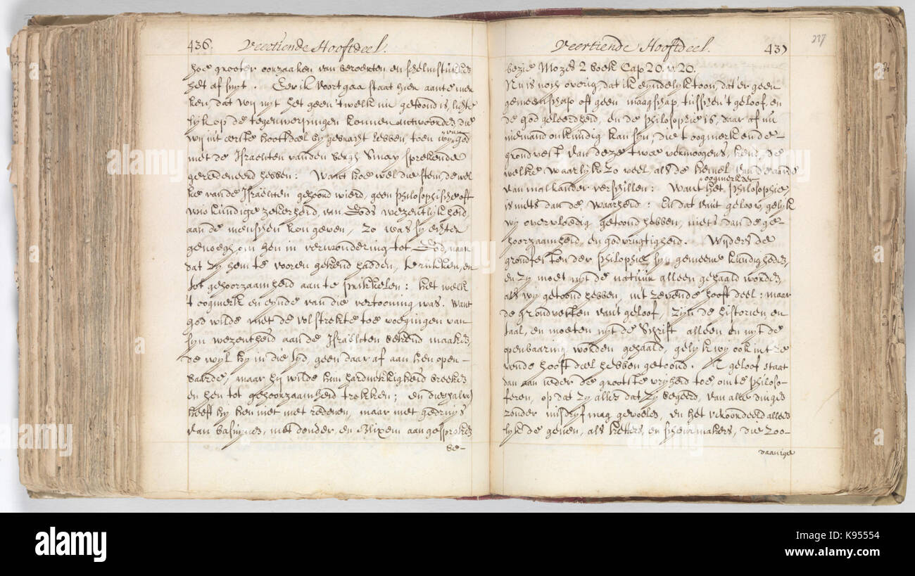 Korte verhandeling van de Gott, Mensch, De Welstand deszelvs KB 75 G 15 Folios 336 V (links) und 337 r (rechts) Stockfoto Korte verhandeling van de Gott, Mensch, De Welstand deszelvs KB 75 G 15 Folios 336 V (links) und 337 r (rechts) Stockfoto