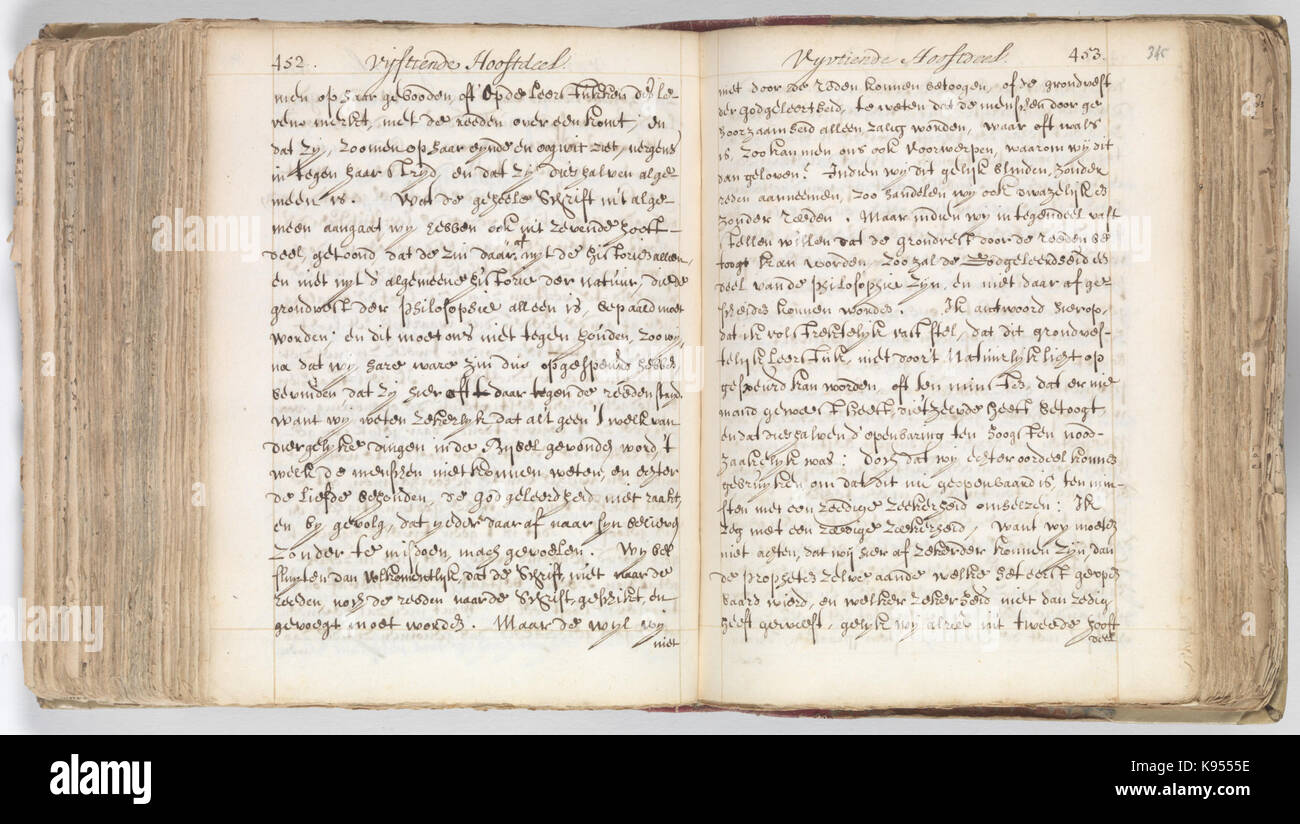 Korte verhandeling van de Gott, Mensch, De Welstand deszelvs KB 75 G 15 Folios 344 V (links) und 345 r (rechts) Stockfoto Korte verhandeling van de Gott, Mensch, De Welstand deszelvs KB 75 G 15 Folios 344 V (links) und 345 r (rechts) Stockfoto