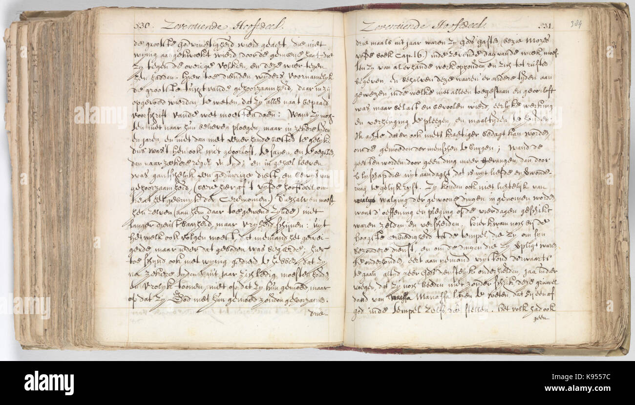Korte verhandeling van de Gott, Mensch, De Welstand deszelvs KB 75 G 15 Folios 383 V (links) und 384 r (rechts) Stockfoto