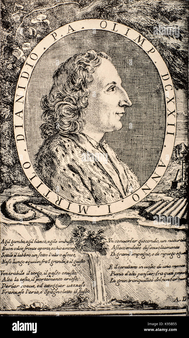 Pier Jacopo Martello oder Martelli (Bologna, 28. April 1665 - Bologna, 10. Mai 1727) - italienischer Dichter und Dramatiker. Stockfoto