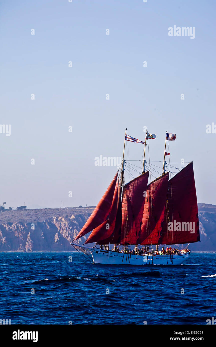 Tall Ship american Pride aus Dana Point Harbor, CA USA. Dieses 3-Mast Schoner wurde im Jahre 1941 erbaut, ursprünglich als 2-Mast chooner-Dragger" ein Stockfoto