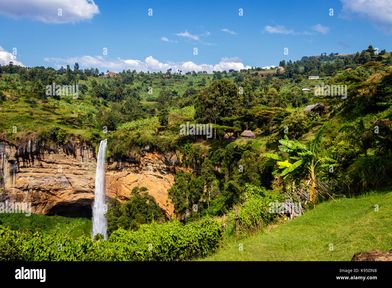 Die dritte Wasserfall Der Sipi Rückgang des Mount Elgon National Park in Uganda Stockfoto