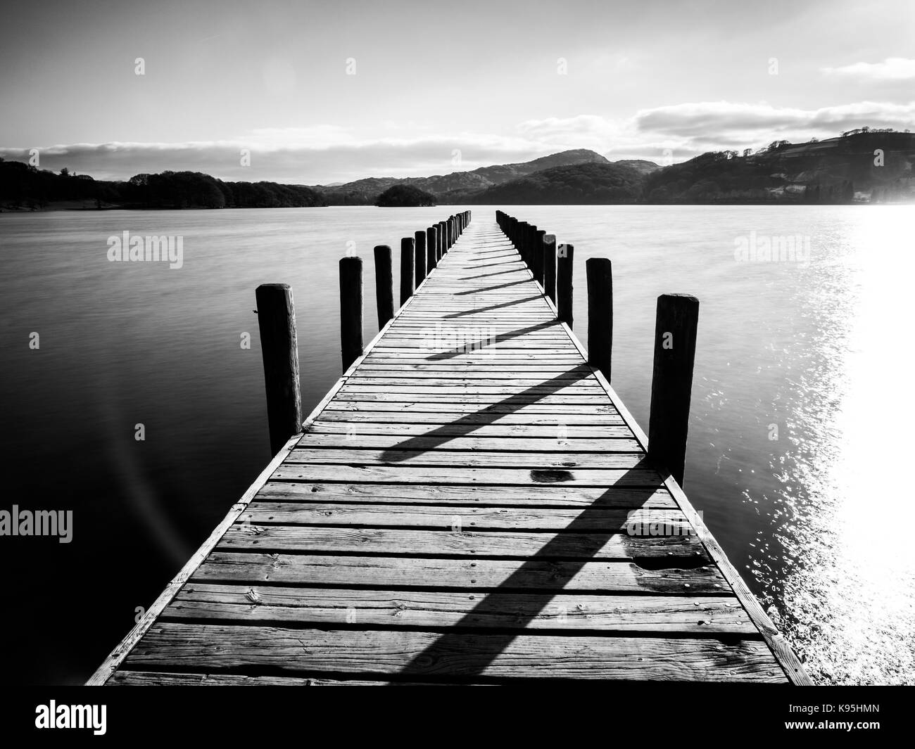 Die Anlegestelle auf Coniston Water im Lake District. Stockfoto