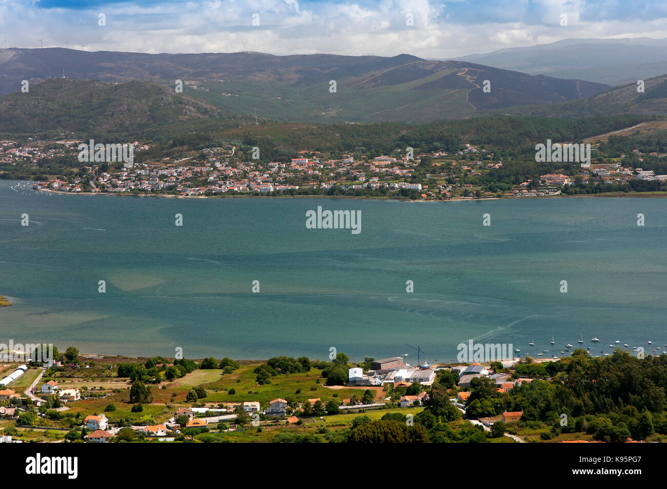 Bajo Mino Region - Fluss, La Guardia, Pontevedra Provinz, Region Galicien, Spanien, vor der Stadt Carminha (Portugal), Europa Stockfoto