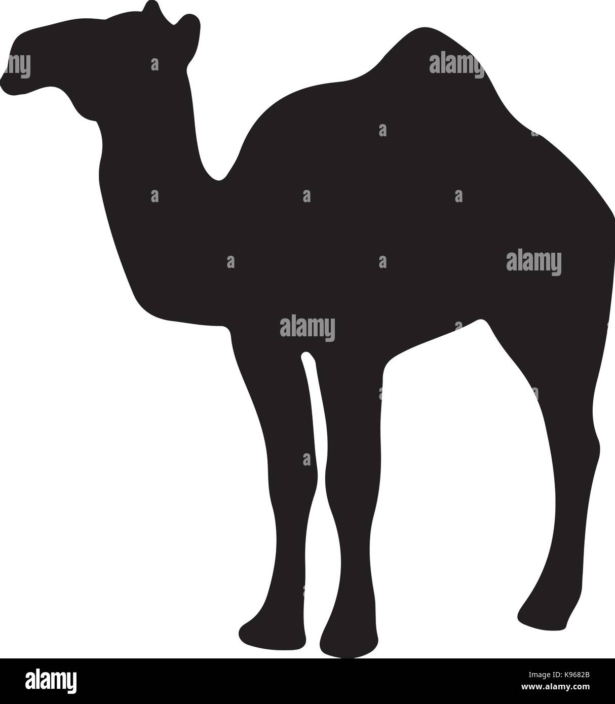 Schwarze und weiße Vektor Silhouette eines Kamels Stock Vektor