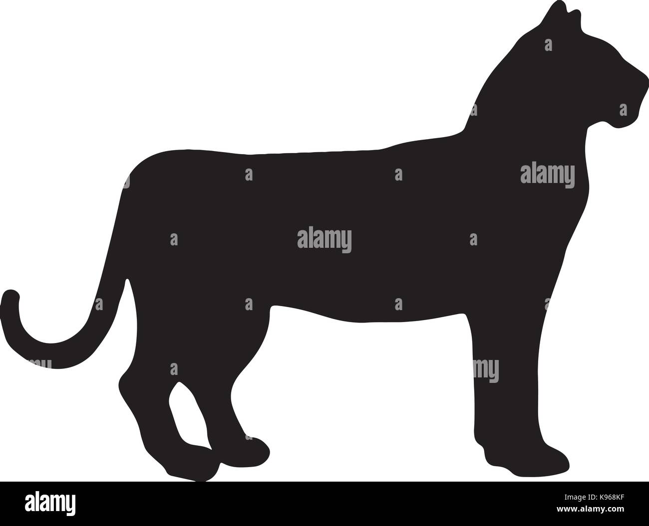 Tiger schwarz und weiß Vektor Silhouette Stock Vektor