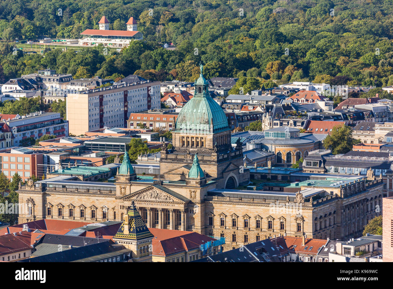 Luftbild des Bundesverwaltungsgericht in Leipzig. Stockfoto