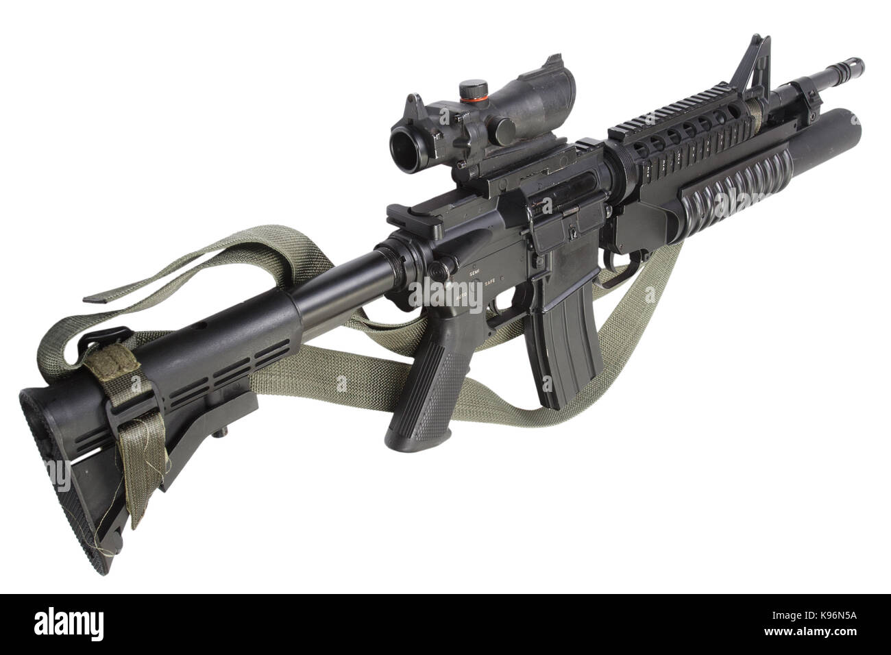 M4 Carbine mit m203 Granatwerfer ausgestattet Stockfoto