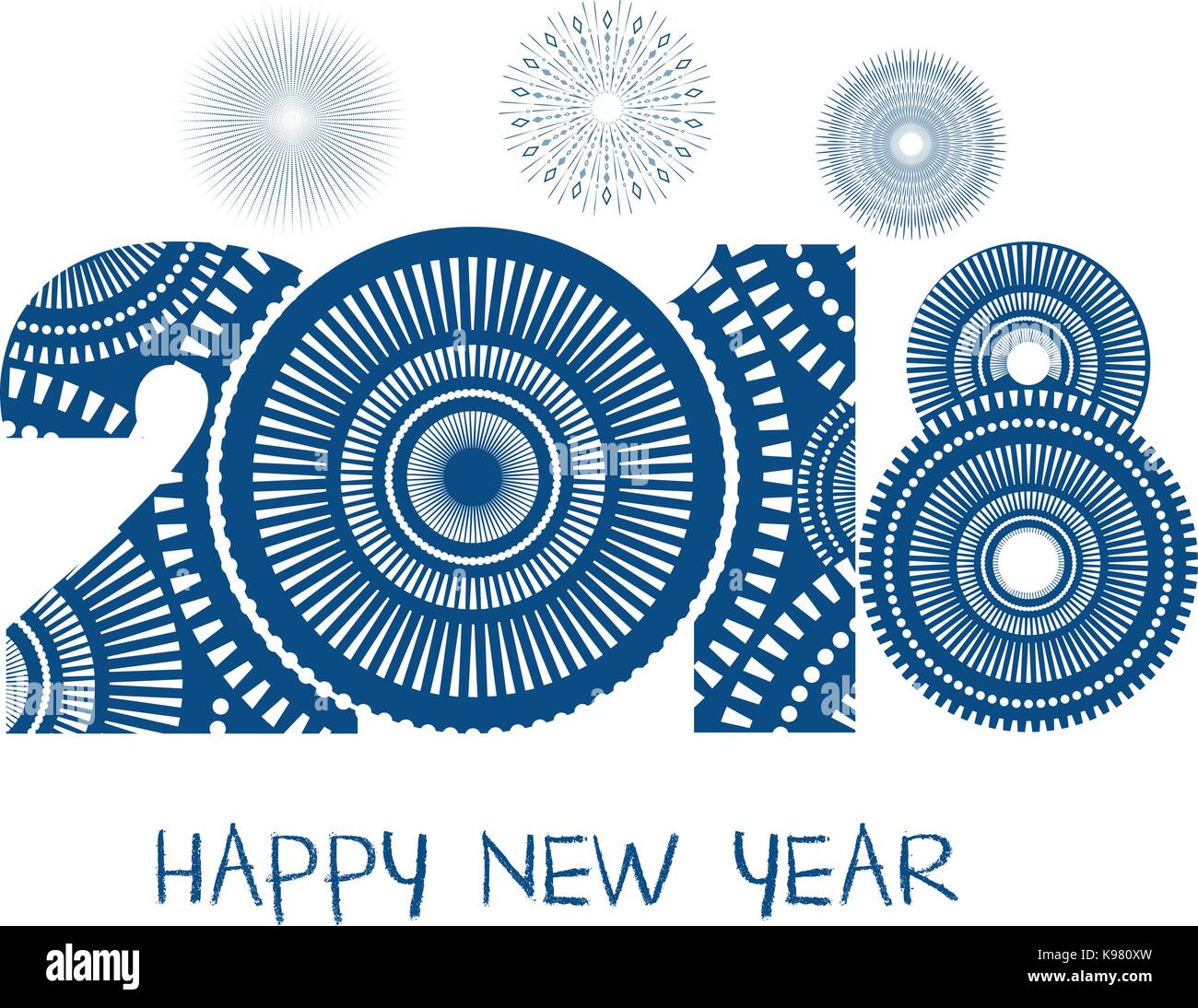 Vector Illustration von Feuerwerk. Frohes neues Jahr Thema 2018 Stock Vektor