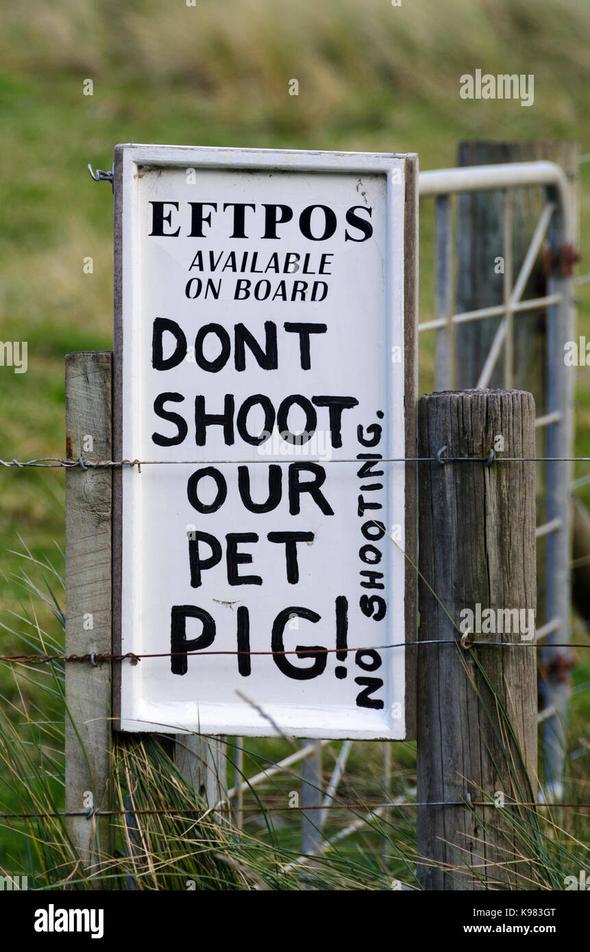 "Keine Aufnahme" Schild, Flachbild, Wairarapa, North Island, Neuseeland Stockfoto
