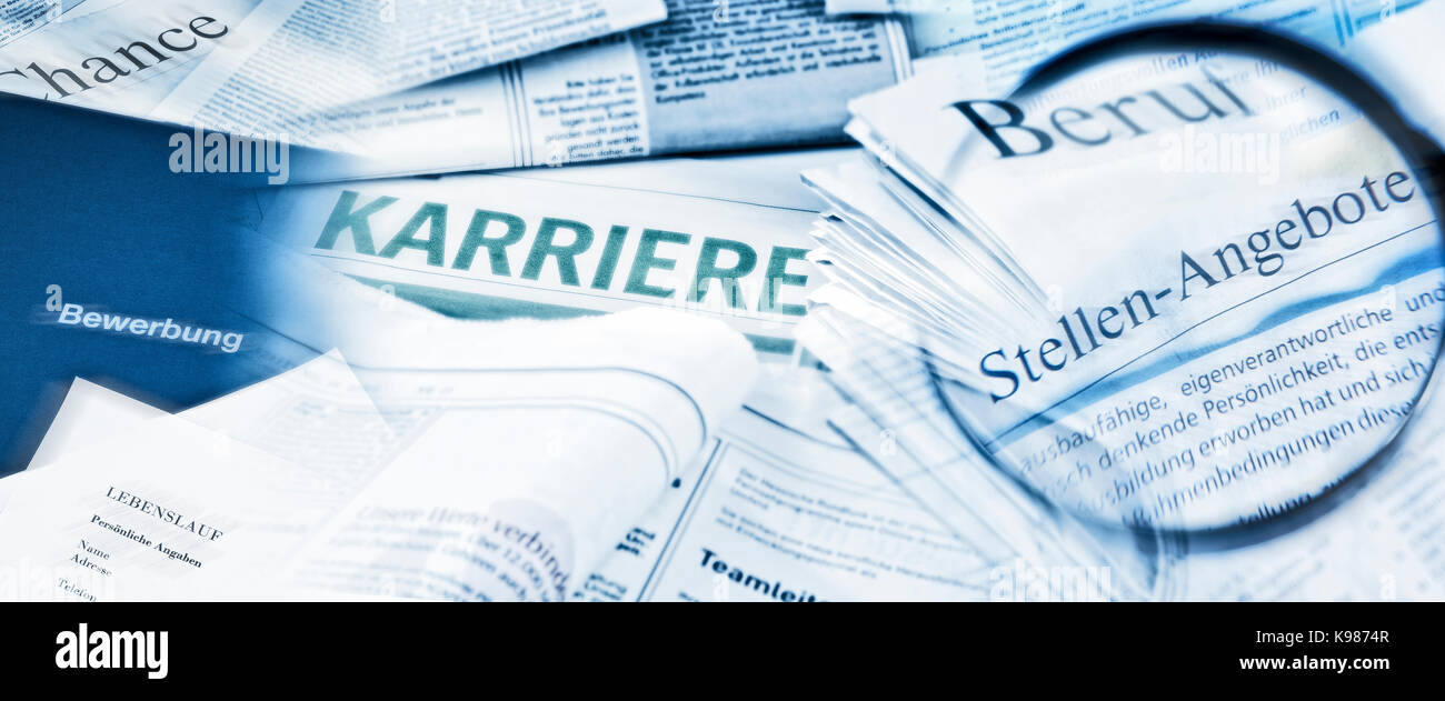 Situationen mit Lupe und Application Portfolio Stockfoto