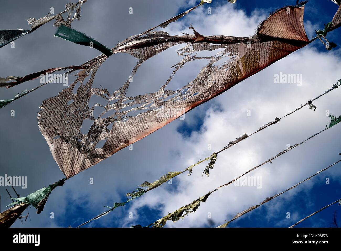 buddhistische Gebetsfahnen Stockfoto
