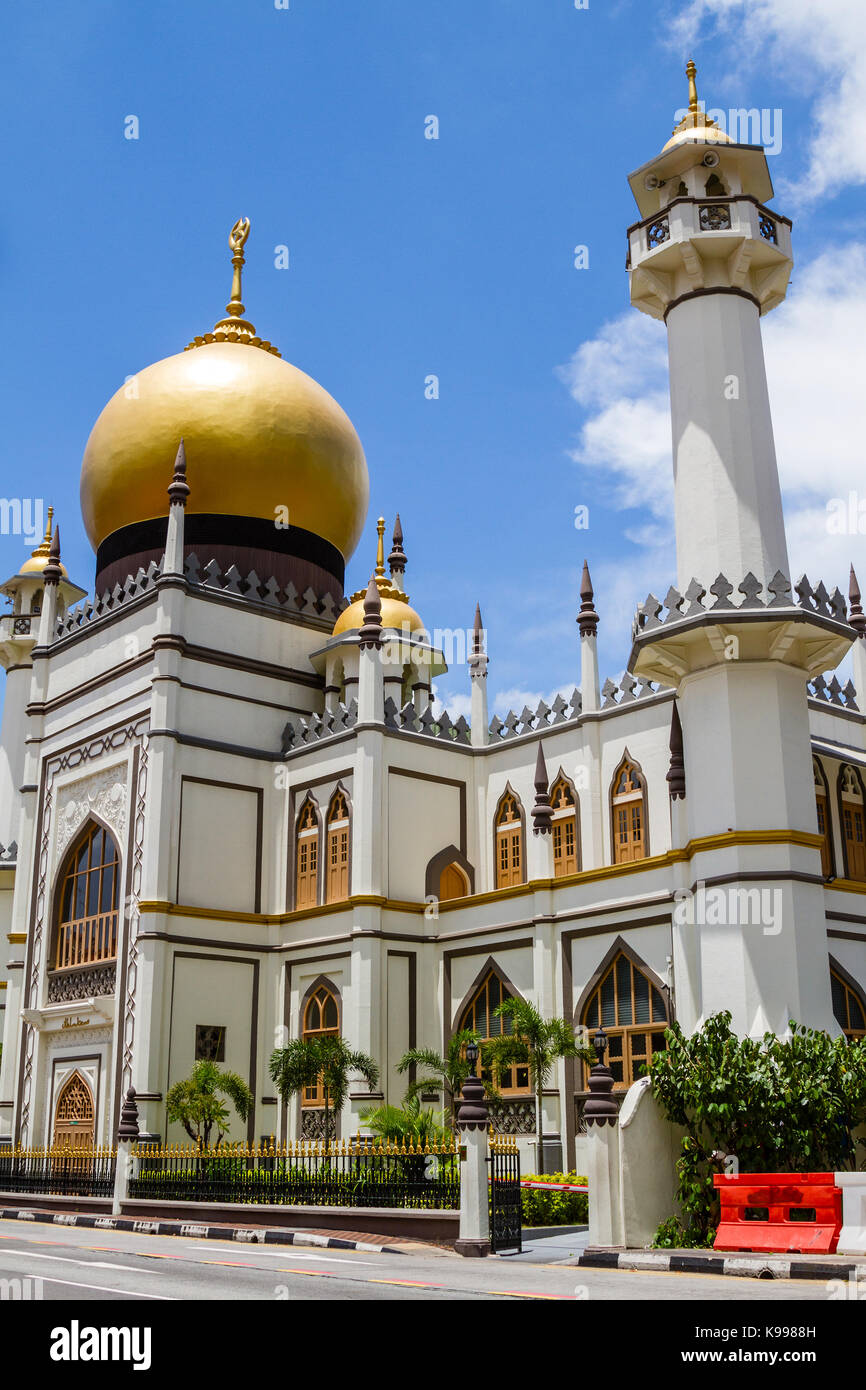 Singapur - September 7, 2017: Masjid Moschee in Kampong Glam ist ein nationales Denkmal in Singapur mit einer langen Geschichte, die bis in das Jahr 1824 zurückgehen. Verti Stockfoto