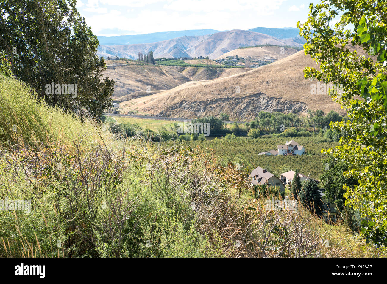 Hügeln oberhalb des Wenatchee Fluss Stockfoto