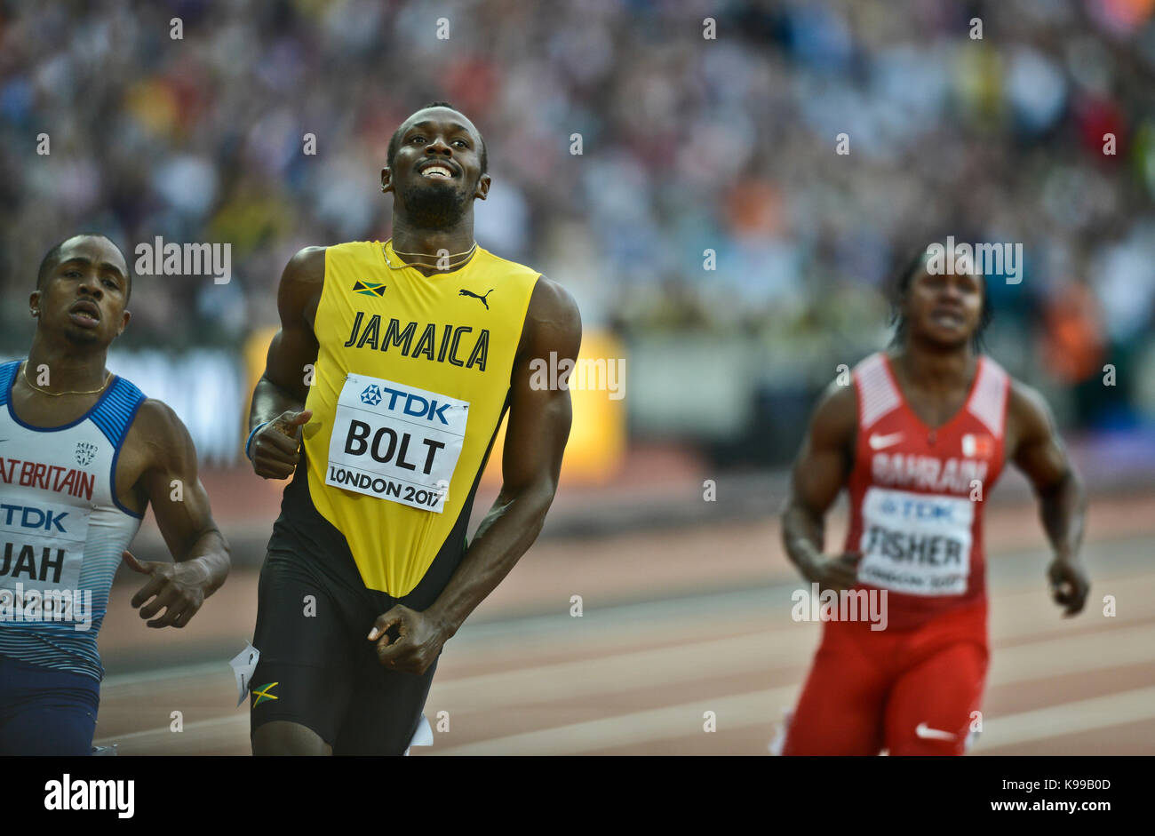 Usain Bolt (Jamaika) - 100 Meter Männer Halbfinale. Leichtathletik-Weltmeisterschaften der IAAF - London 2017 Stockfoto