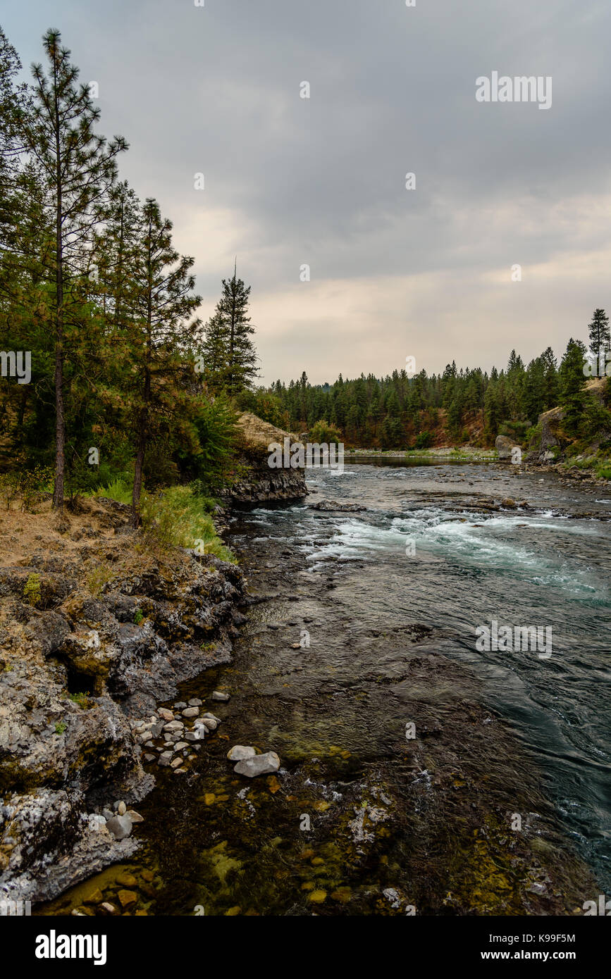 Wenig Licht über die spokane River an der Schüssel und Krug - Riverside State Park. Nine Mile Falls, Washington State. Stockfoto