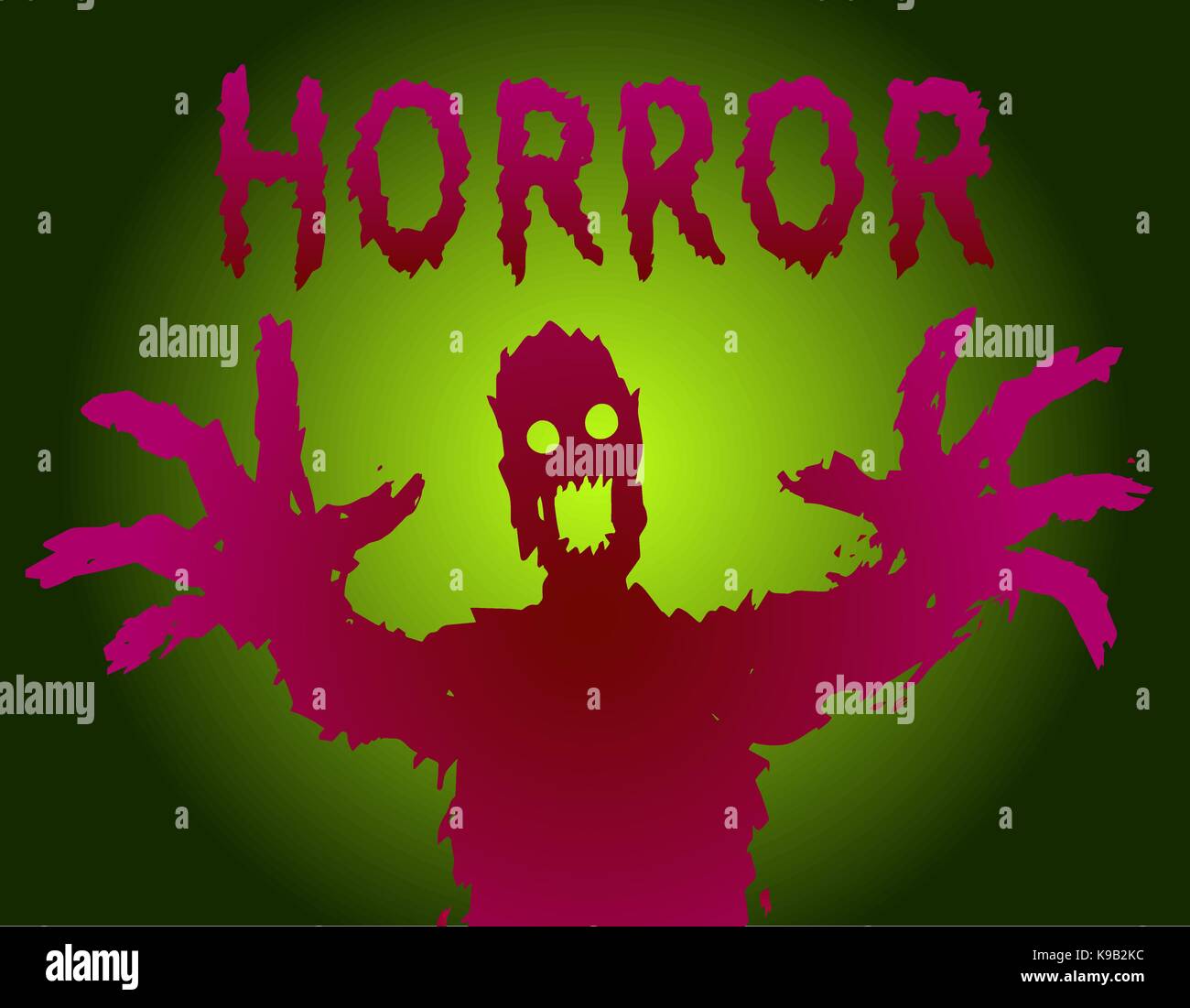 Ghost Silhouette mit glühenden Augen zieht seine Hände. Der horror Genre. scary halloween Charakter. Vector Illustration. Stock Vektor