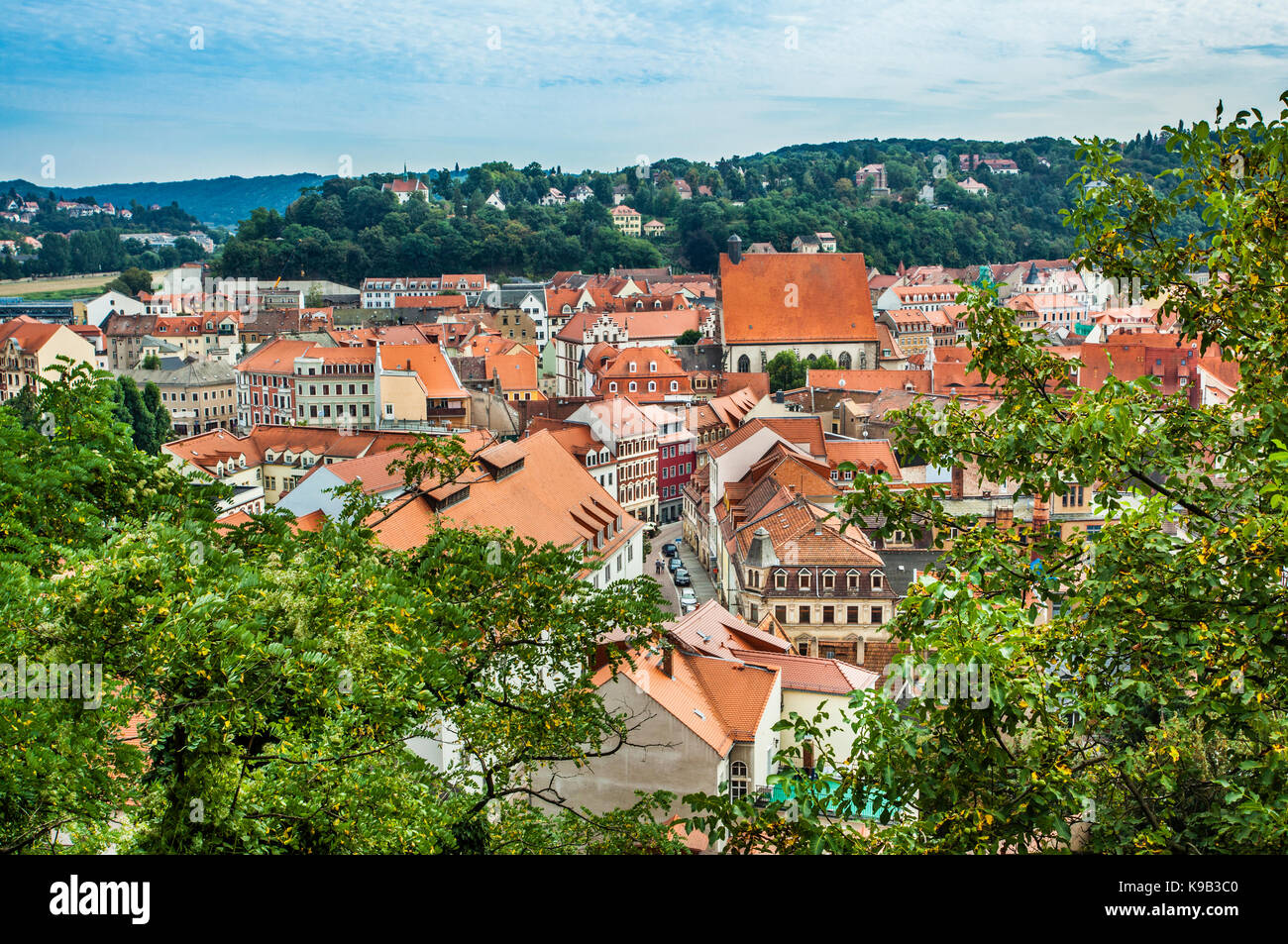 Deutschland, Sachsen, Meißen, Blick über die Dächer der Altstadt von Albrechtsburg Hill Stockfoto