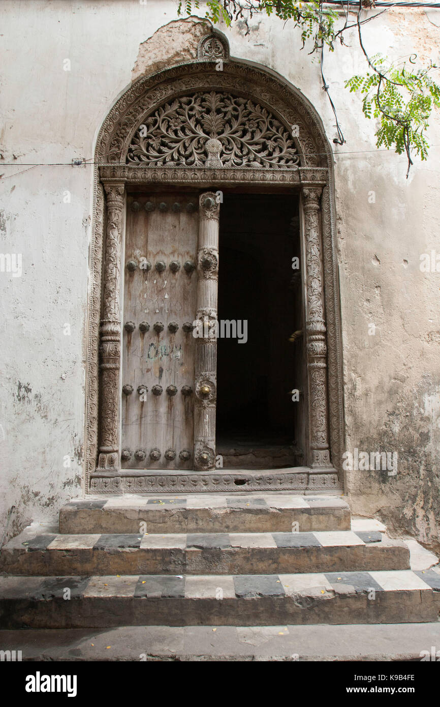 Tür, Stone Town, Sansibar, Tansania, Ostafrika Stockfoto