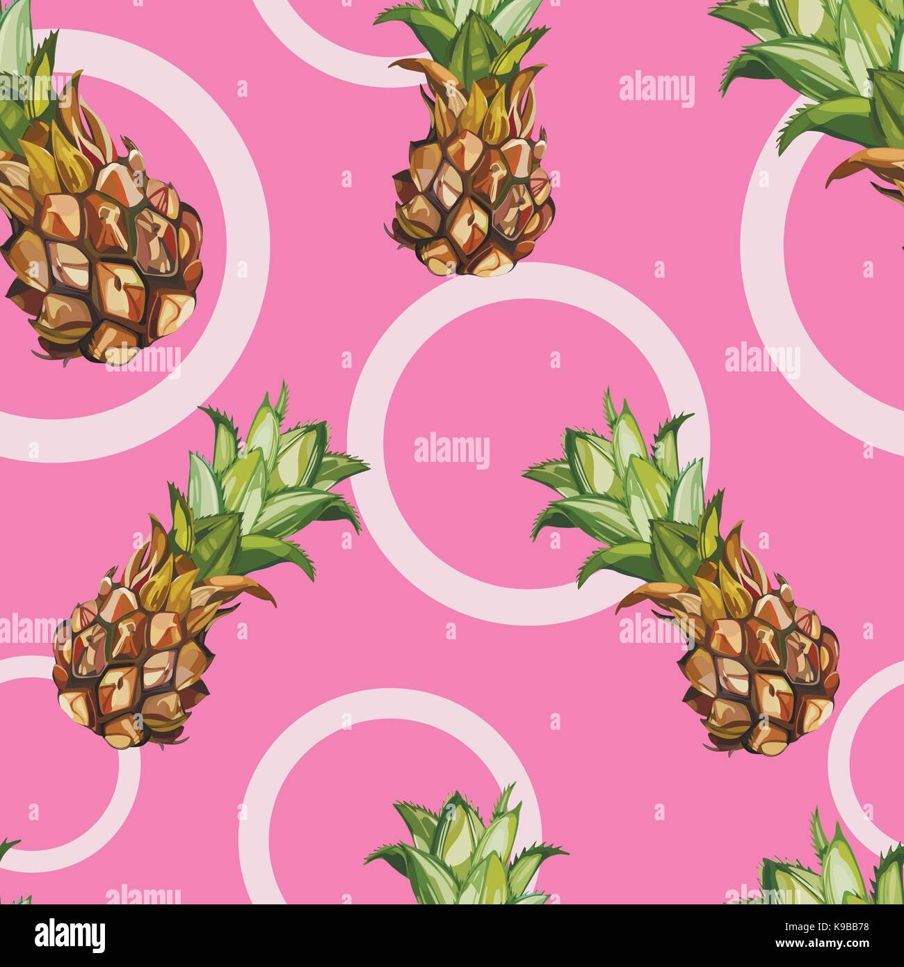 Nahtlose Muster mit tropischen Ananas. Element für die Gestaltung von Einladungen, Filmplakate, Stoffen und anderen Objekten. Stock Vektor