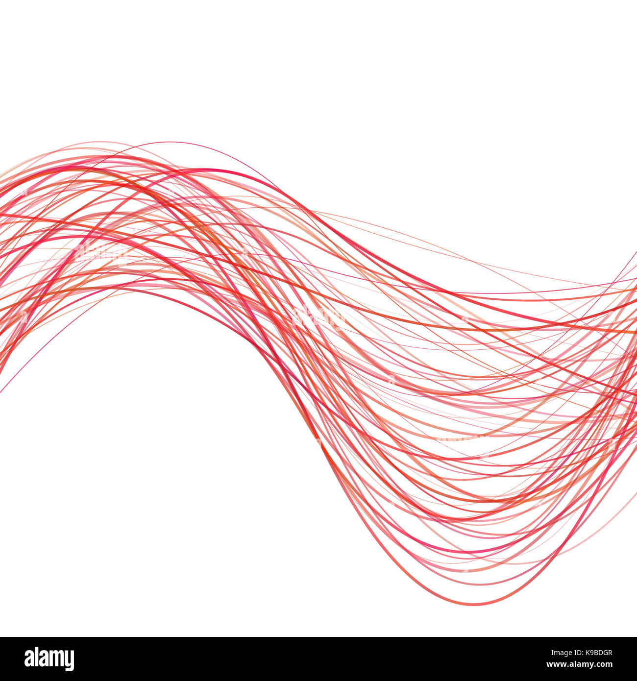 Dynamische Welle Linie Hintergrund - Abbildung aus roten gebogenen Streifen Stockfoto