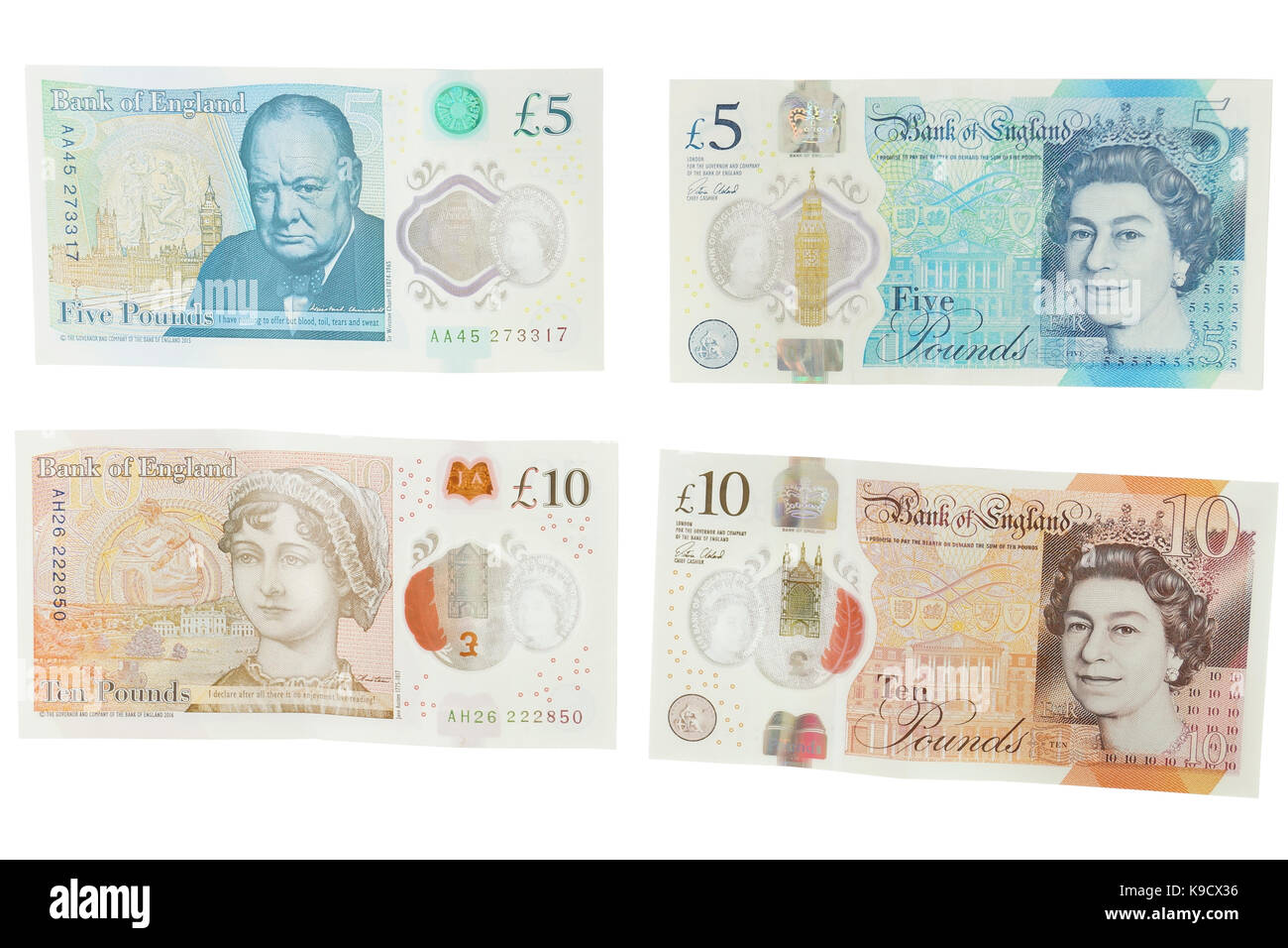 Die neu eingeführte Währung des Vereinigten Königreichs - das Polymer zehn Pfund (£ 10) Hinweis mit Funktionen mehr Maßnahmen gegen counterfitters. Stockfoto