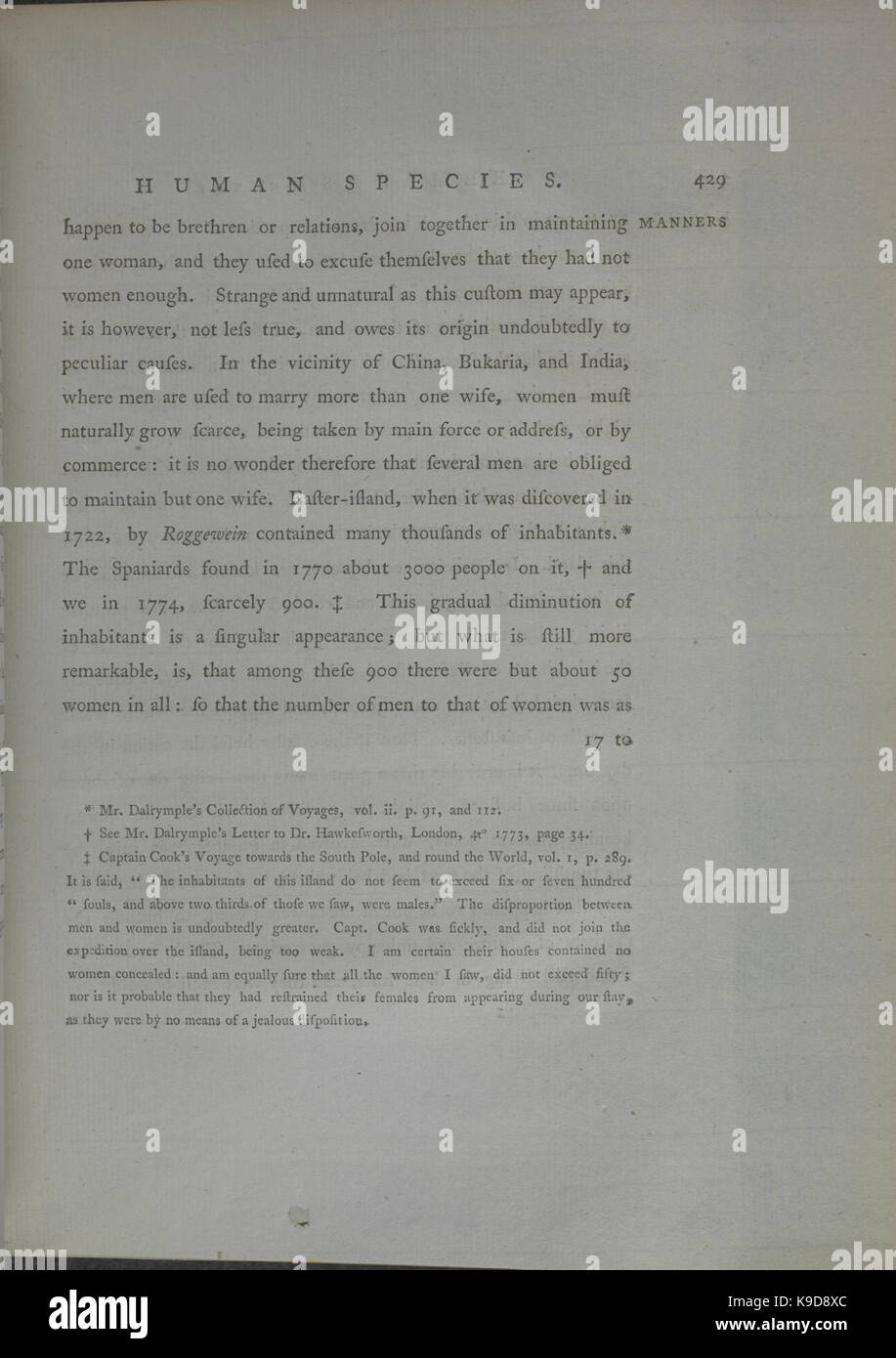 Beobachtungen während einer Fangreise um die Welt (in der H.M.S. Auflösung) auf physische Geographie, Naturgeschichte, Philosophie und Ethik, vor allem auf (Seite 429) BHL 34344609 Stockfoto