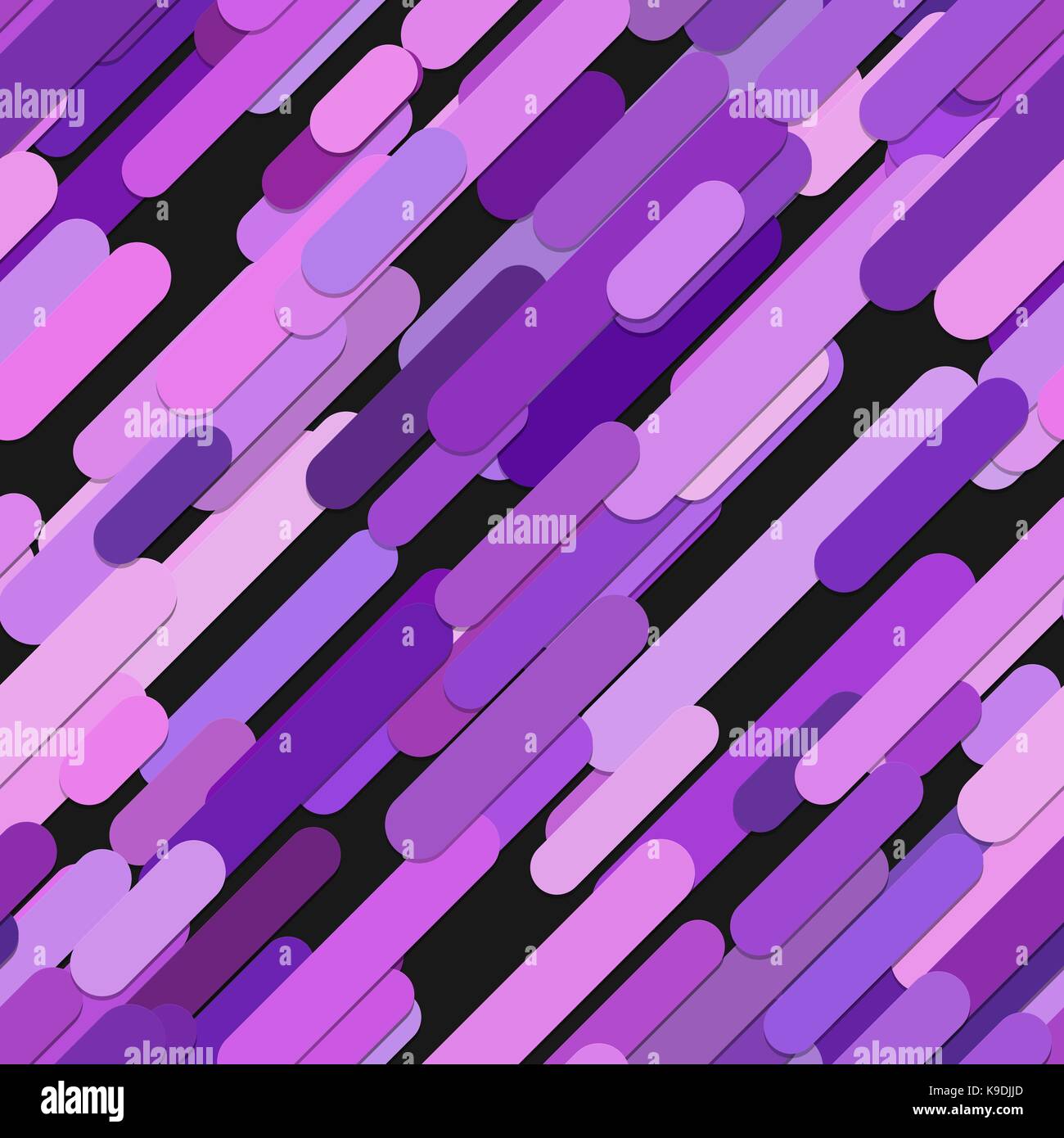 Nahtlose chaotischen abgerundete diagonale Streifen Muster Hintergrund - vektorgrafik von violette Linien auf schwarzem Hintergrund Stock Vektor