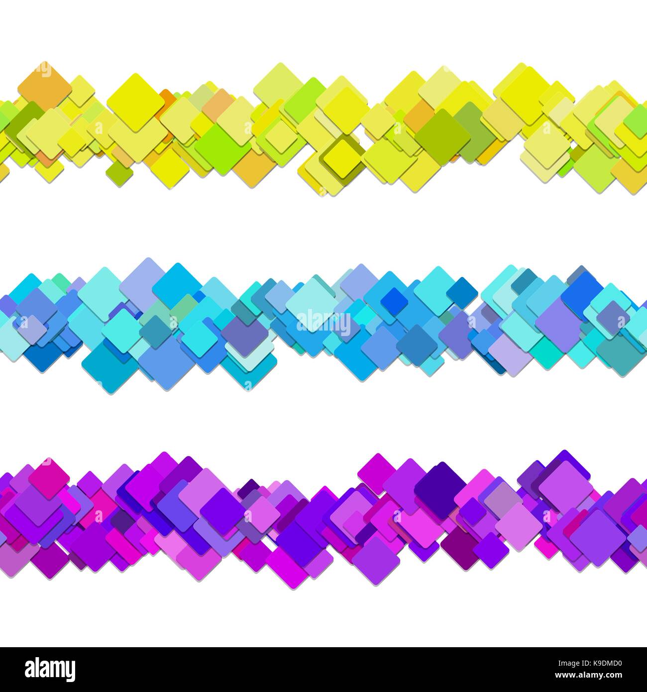 Wiederholbare quadratischen Muster Absatz Regel Line Design Set - vektorgrafik Elemente aus farbigen diagonal abgerundeten Quadraten Stock Vektor